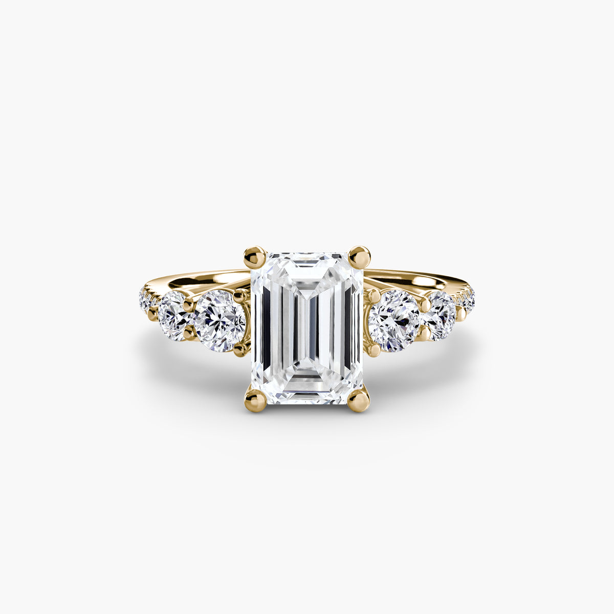Five-Stone Ring with Pavé Band