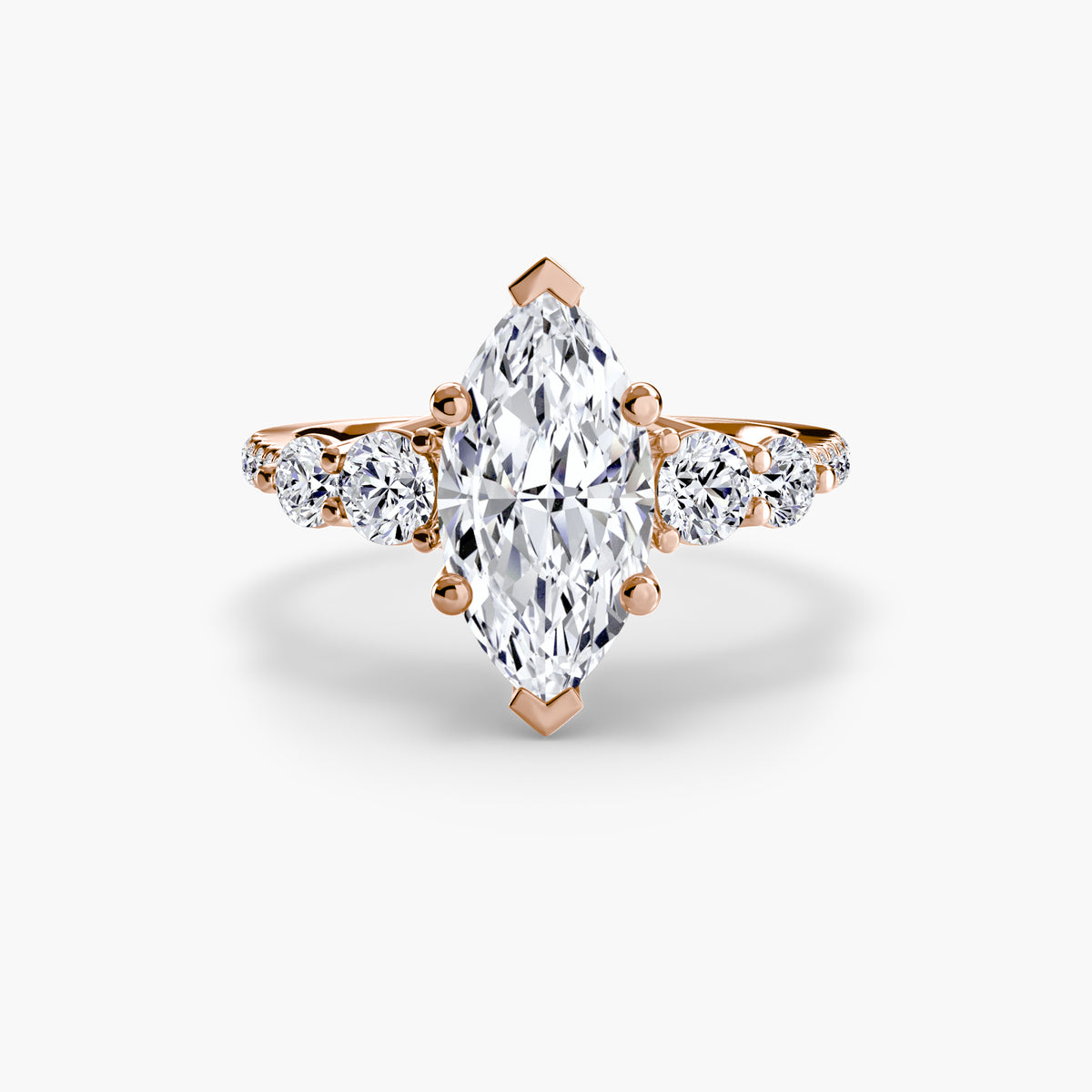 Five-Stone Ring with Pavé Band