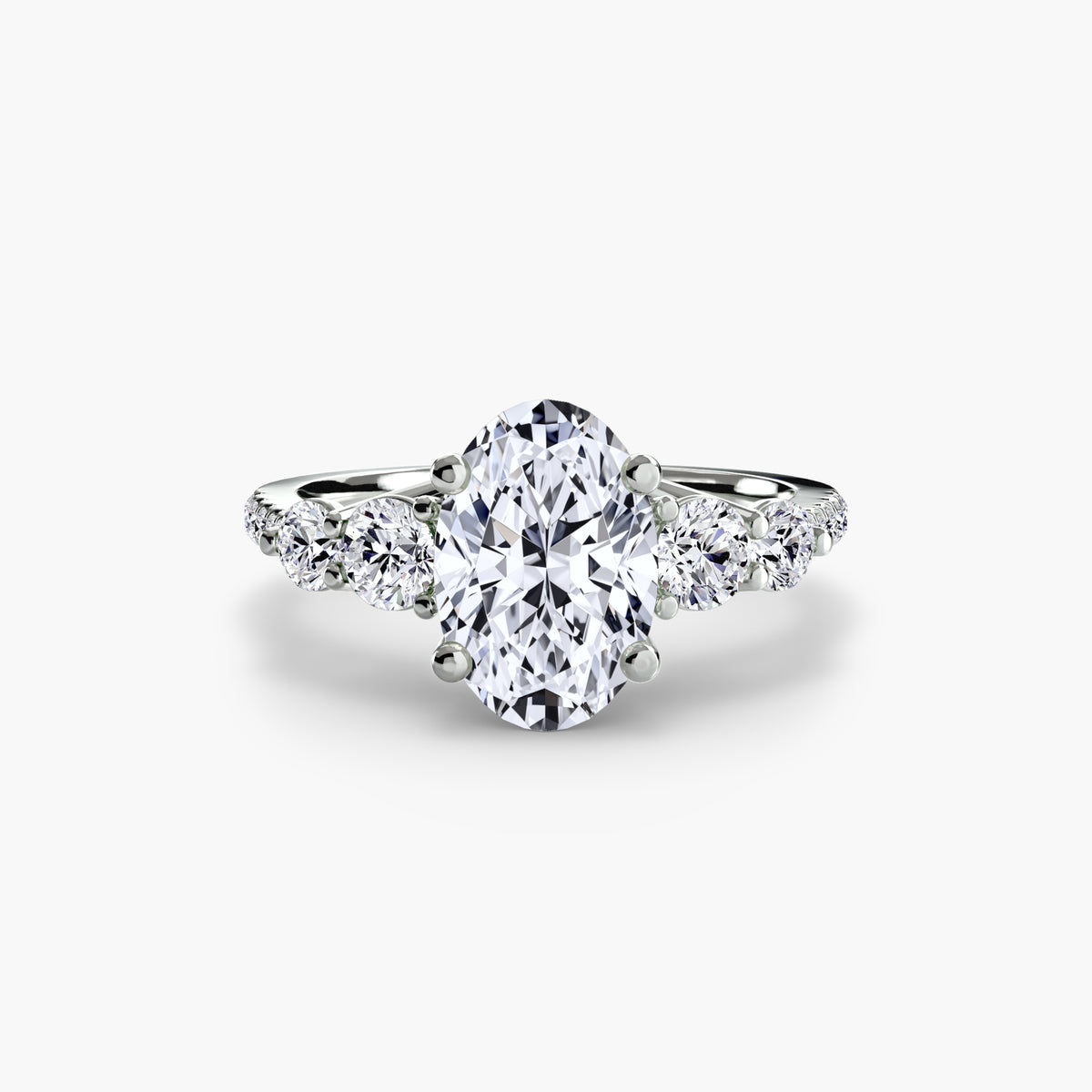 Five-Stone Ring with Pavé Band
