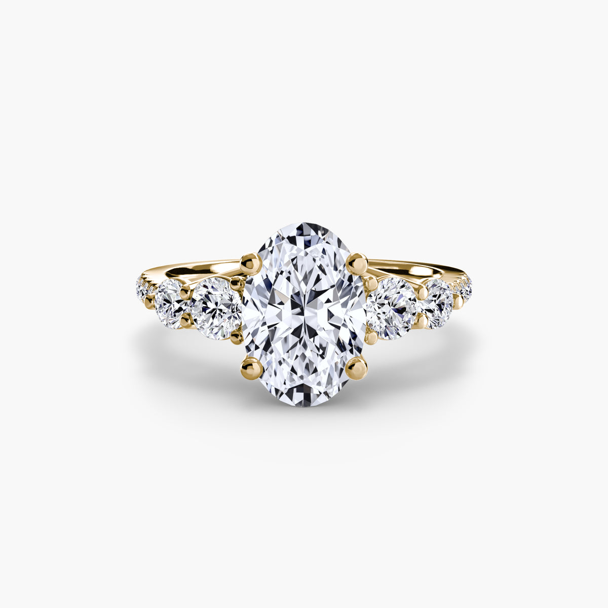 Five-Stone Ring with Pavé Band