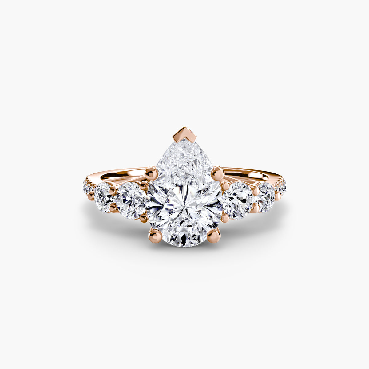 Five-Stone Ring with Pavé Band