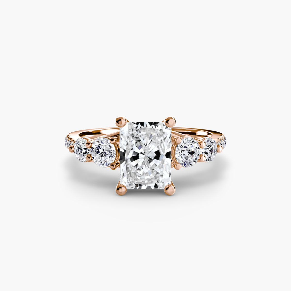 Five-Stone Ring with Pavé Band