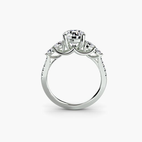 Five-Stone Ring with Pavé Band