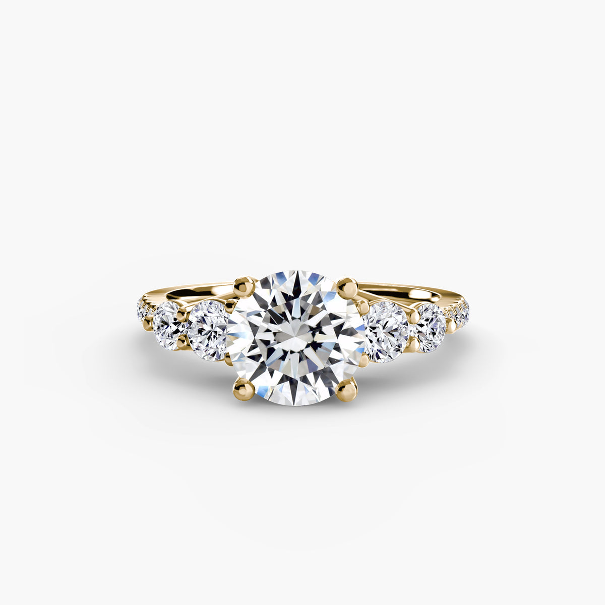 Five-Stone Ring with Pavé Band